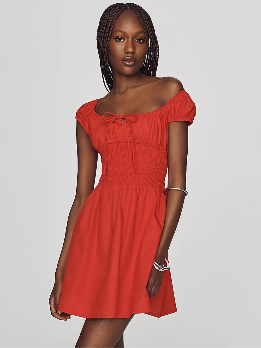 NWT! Anthropologie Red Cotton Smocked Mini Dress - XS 🔖